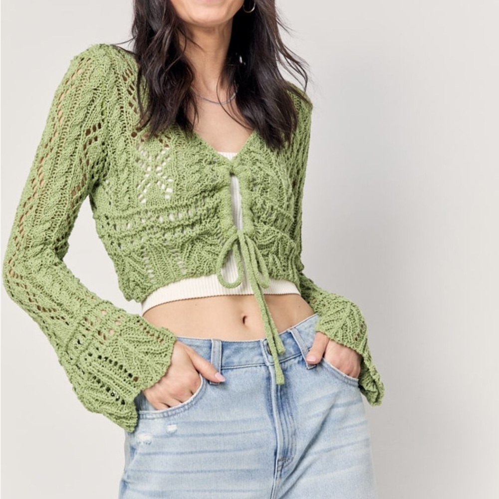Francesca's Olive Crochet Top